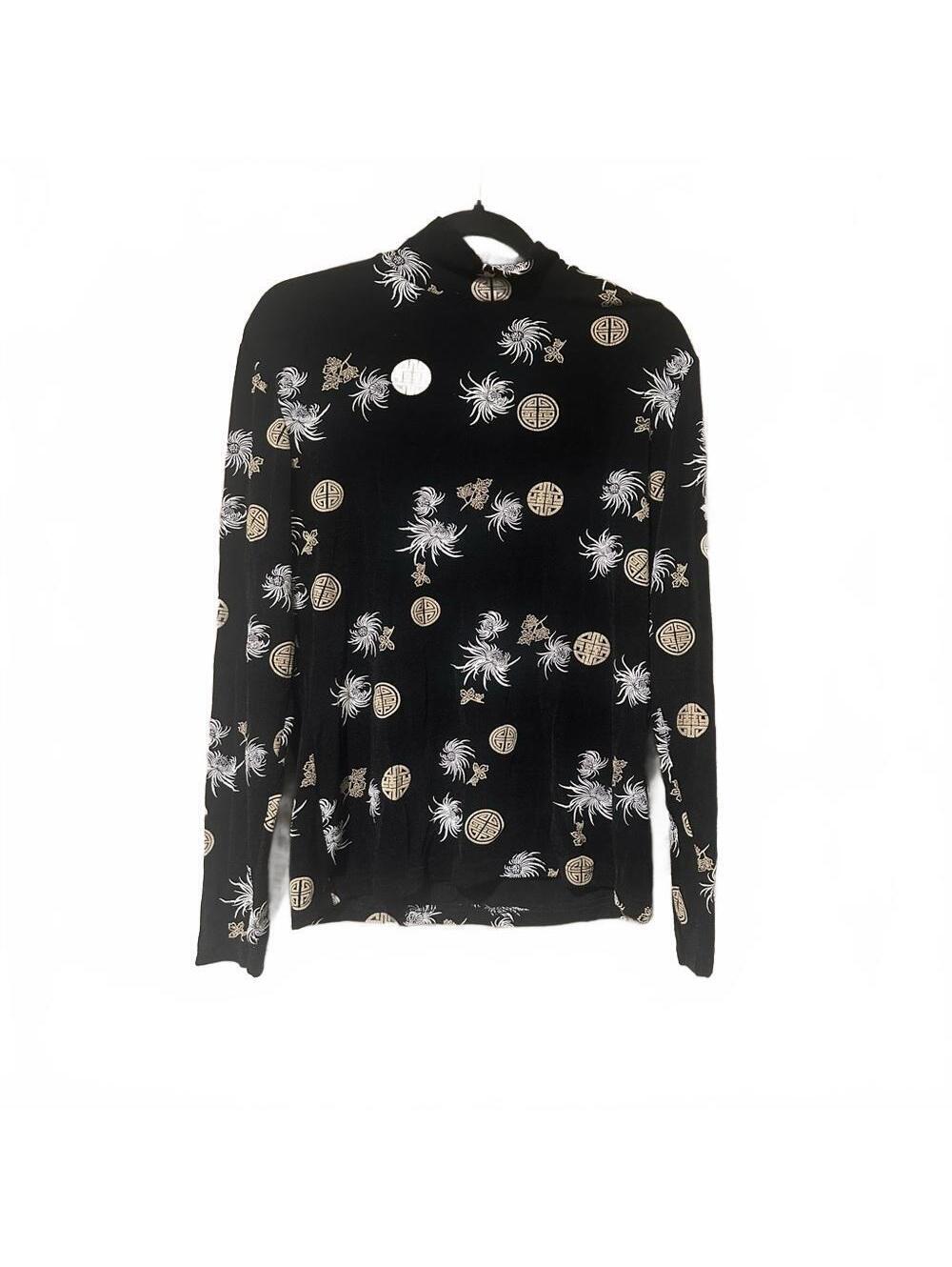 Black Floral & Medallion Print Long-Sleeve Top - Women's